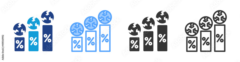 Poster Defect Rate icon set multiple style collection