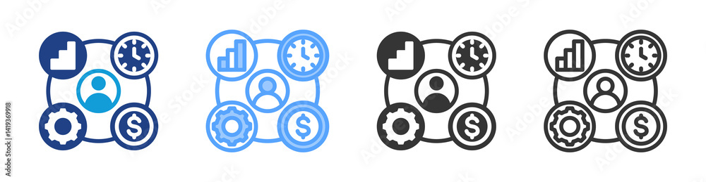 Aufkleber Project Management icon set multiple style collection