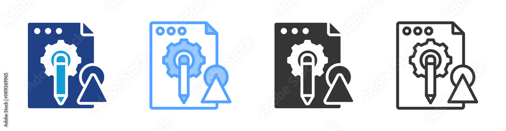 Aufkleber process redesign icon set multiple style collection