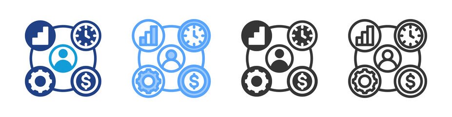 Project Management icon set multiple style collection