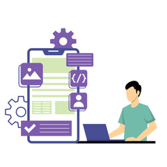 Fototapeta premium Digital Illustration of Mobile App Development Process