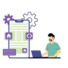 Digital Illustration of Mobile App Development Process