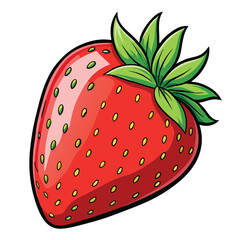 Obraz premium Red strawberry with green leaves