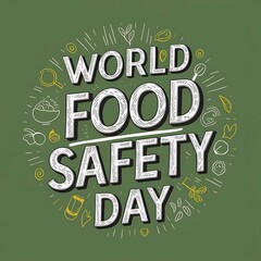 Naklejka premium World Food Safety Day Text on Healthy Food Hand Drawn Illustration Background