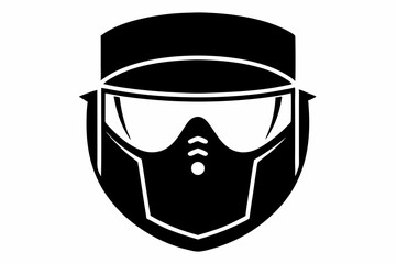 face shield silhouette line art vector illustration