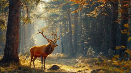 Majestic Deer in Autumn Forest