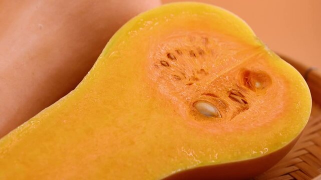 Close-up of butternut squash in a basket