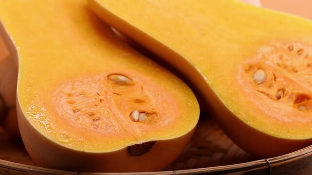 Close-up of butternut squash in a basket