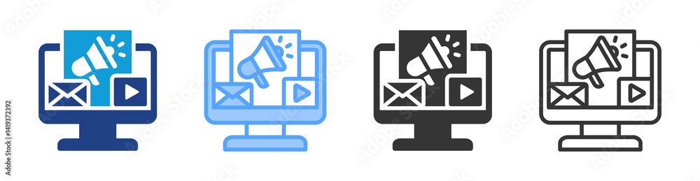 Poster Marketing icon set multiple style collection