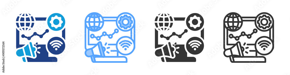 Poster Digital Marketing icon set multiple style collection