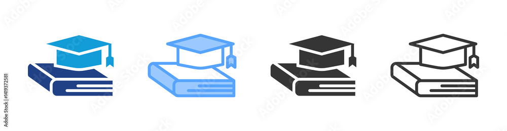 Poster academia icon set multiple style collection