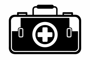 first aid kit silhouette line art vector illustration