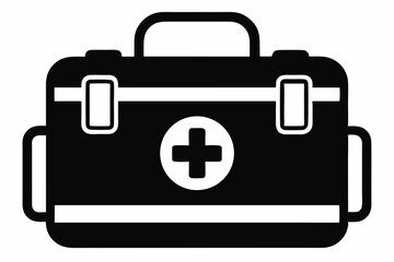 first aid kit silhouette line art vector illustration