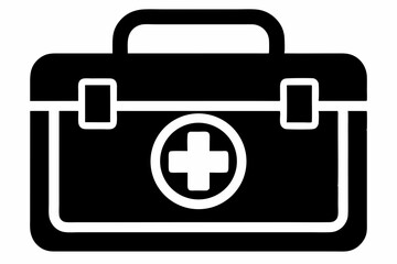 first aid kit silhouette line art vector illustration