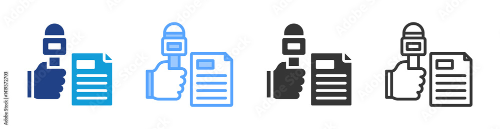 Aufkleber journalist icon set multiple style collection