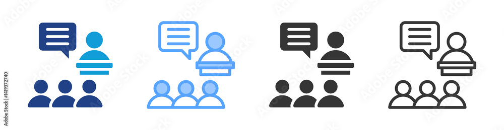 Poster general public icon set multiple style collection