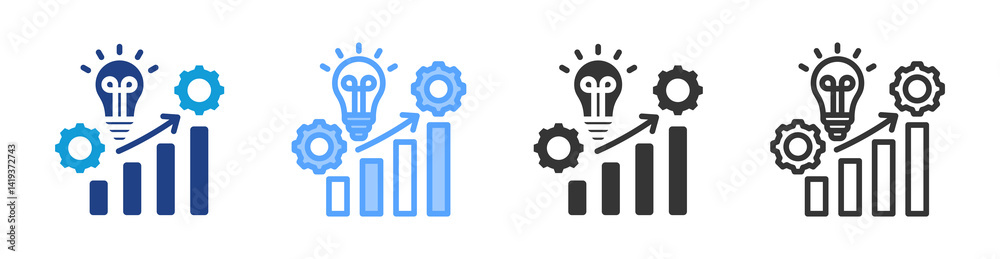 Poster Strategic Level icon set multiple style collection