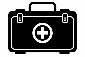 first aid kit silhouette line art vector illustration