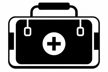 Obraz premium first aid kit silhouette line art vector illustration