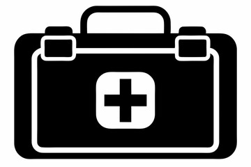 first aid kit silhouette line art vector illustration