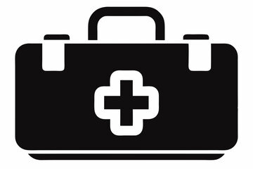 first aid kit silhouette line art vector illustration