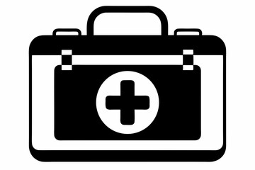 first aid kit silhouette line art vector illustration