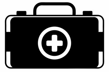 first aid kit silhouette line art vector illustration