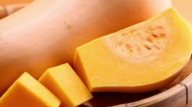 Close-up of butternut squash in a basket
