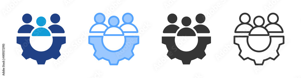 Poster management icon set multiple style collection