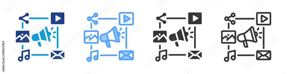 Poster Content icon set multiple style collection