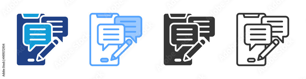 Poster Online Comments icon set multiple style collection