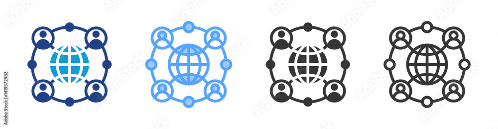Poster Communities Online icon set multiple style collection