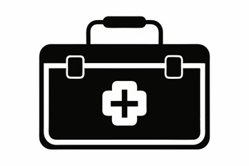 first aid kit silhouette line art vector illustration