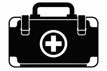 first aid kit silhouette line art vector illustration