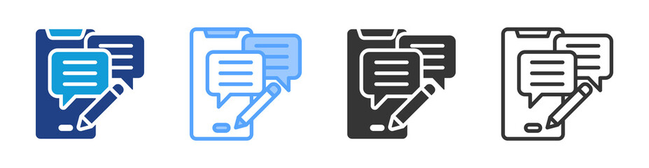 Online Comments icon set multiple style collection