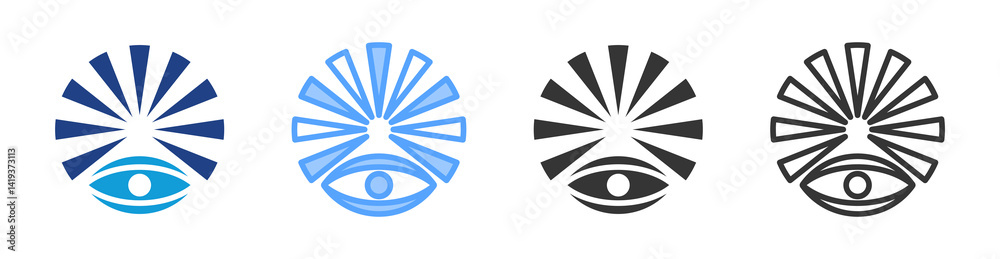 Poster View Points icon set multiple style collection