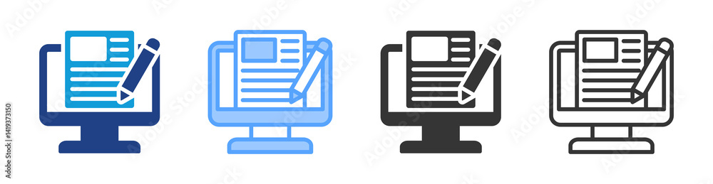 Aufkleber blogs icon set multiple style collection