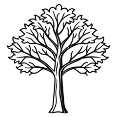 silhouette Minimal style cad tree line drawing on white background