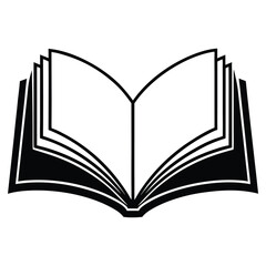  silhouette open book on white background