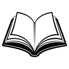  silhouette open book on white background