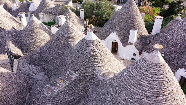 Famous Trulli Houses during a Sunny Day in Alberobello, Puglia, Italy