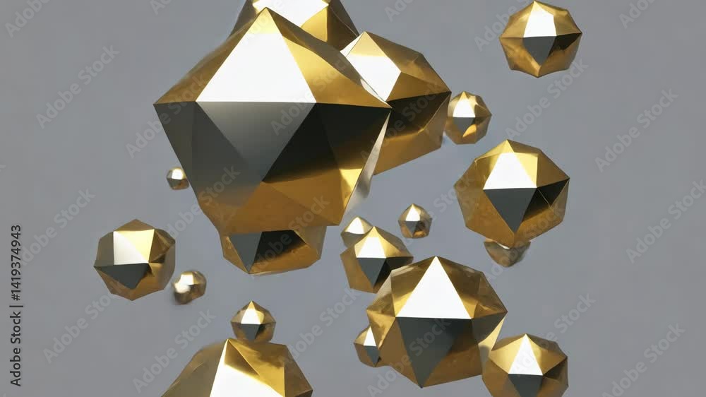Canvas Prints golden geometric shapes floating in a modern digital space