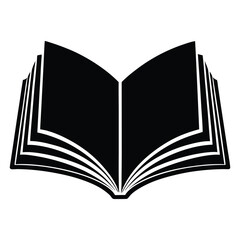  silhouette open book on white background