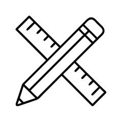 Pencil and ruler vector icon design for stationery drawing and education tools concept art