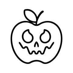Halloween apple jack o lantern spooky fruit carving october trick or treat outline vector art