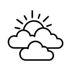 Sun behind clouds icon vector illustration weather forecast partly cloudy day design graphic 90