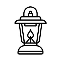 Outline vector drawing of a camping lantern or kerosene lamp for outdoor adventure lighting