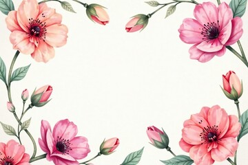 Obraz premium Subtle watercolor floral design, soft pastel colors endlessly repeating , art, white, floral