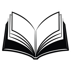  silhouette open book on white background