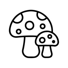 Mushroom vector illustration, edible fungus drawing, mushroom outline, forest fungi icon, toadstool art